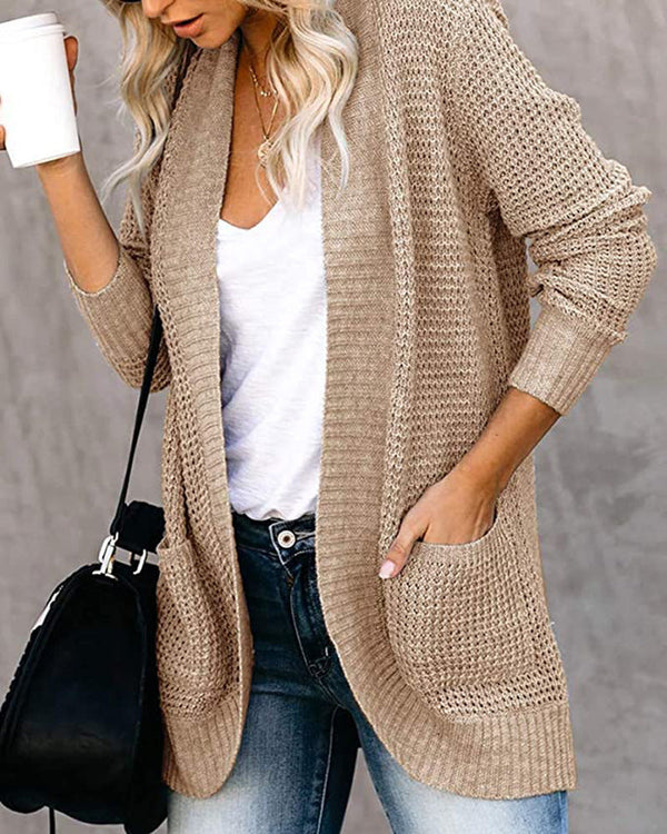 Curved Fly Pocket Sweater Cardigan